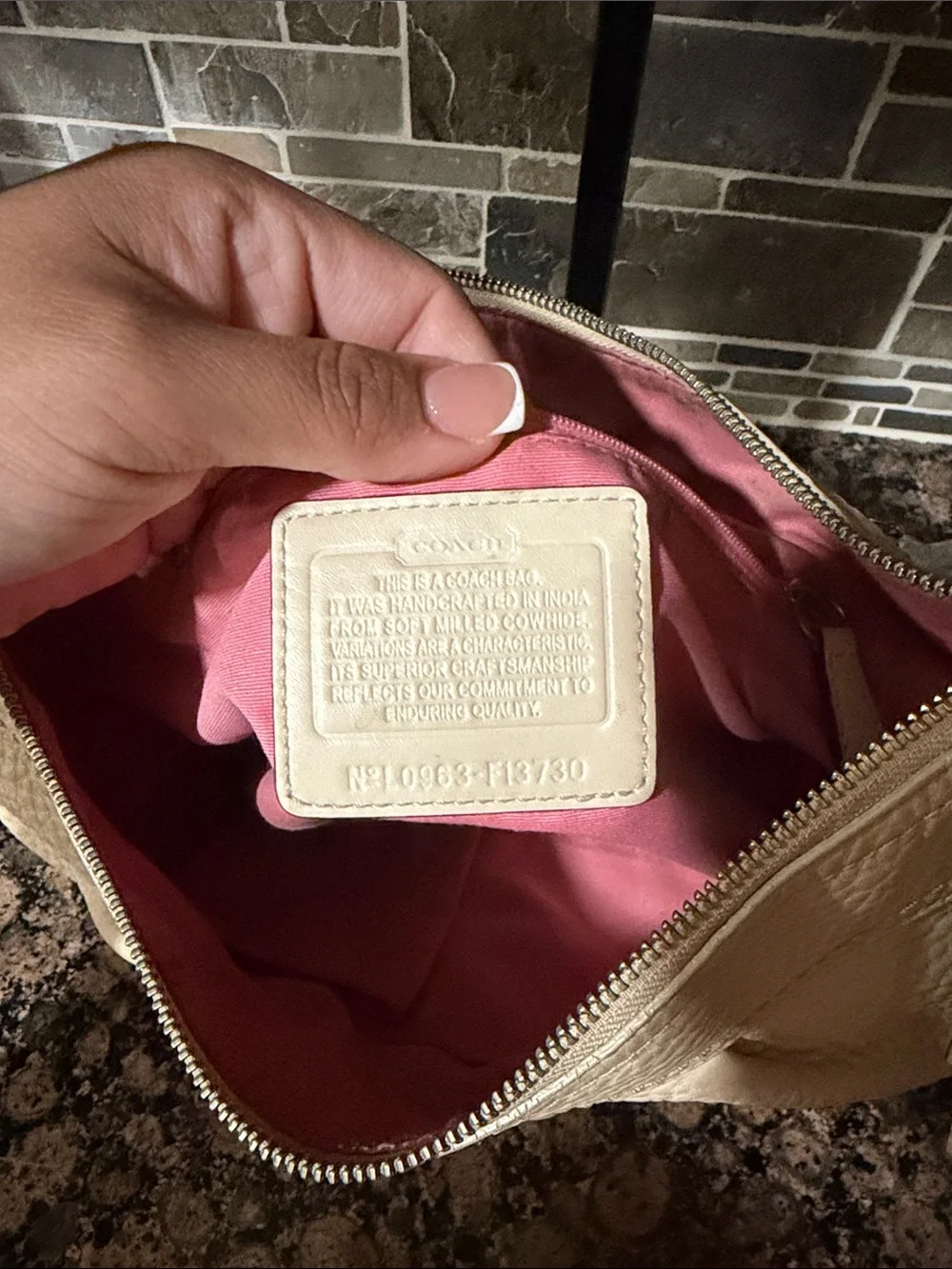 Coach Cream Pebbled Leather Hobo Bag